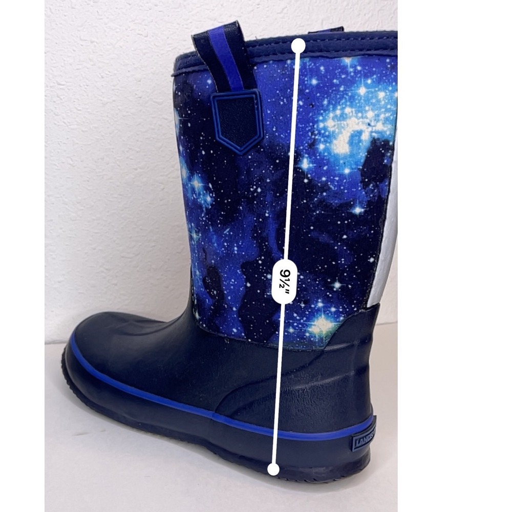 Lands End Kids Rain Boots Galaxy Celestial Print Size 7M Navy Blue